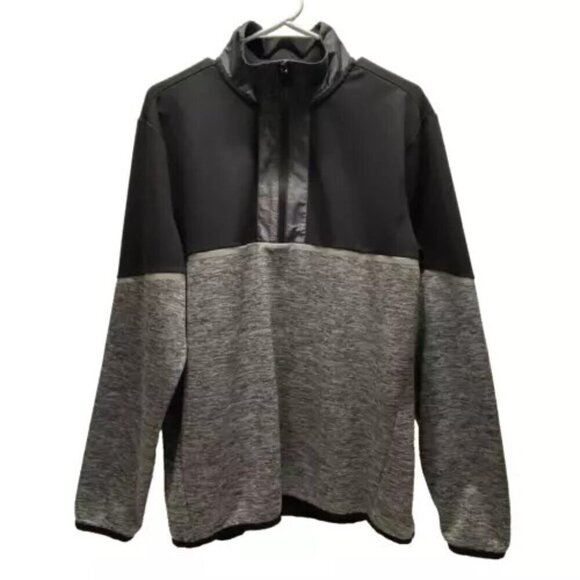 Calvin Klein 1/2 Zip Adult 44” Chest Black Gray No Size Tag Lightweight Sweater - Picture 1 of 11